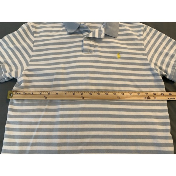 Polo Ralph Lauren Custom Fit Blue/White Striped Golf Polo Shirt Men's Large - Picture 4 of 7